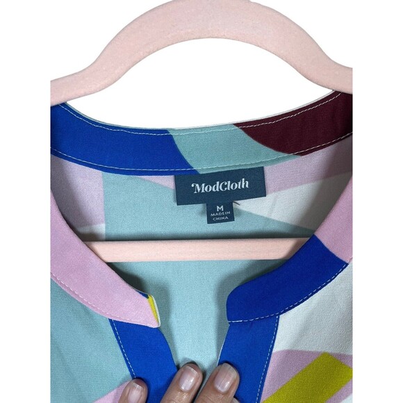 Modcloth As You Love It Ruffle Geometric Dress Boho Retro Party Cocktail Dress M - Picture 6 of 9